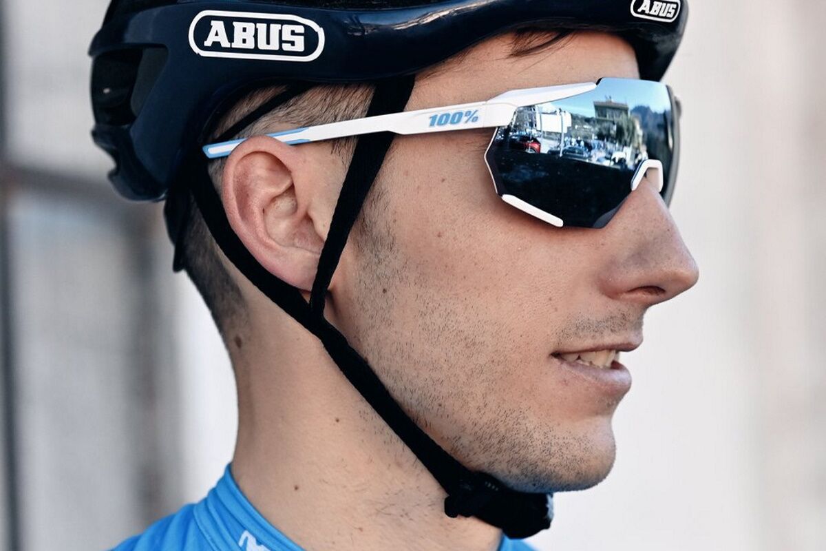 Gafas ciclismo 100% - RACETRAP® 3.0 - Matte White HiPER® Blue Multilayer Mirror Lens - Imagen 5