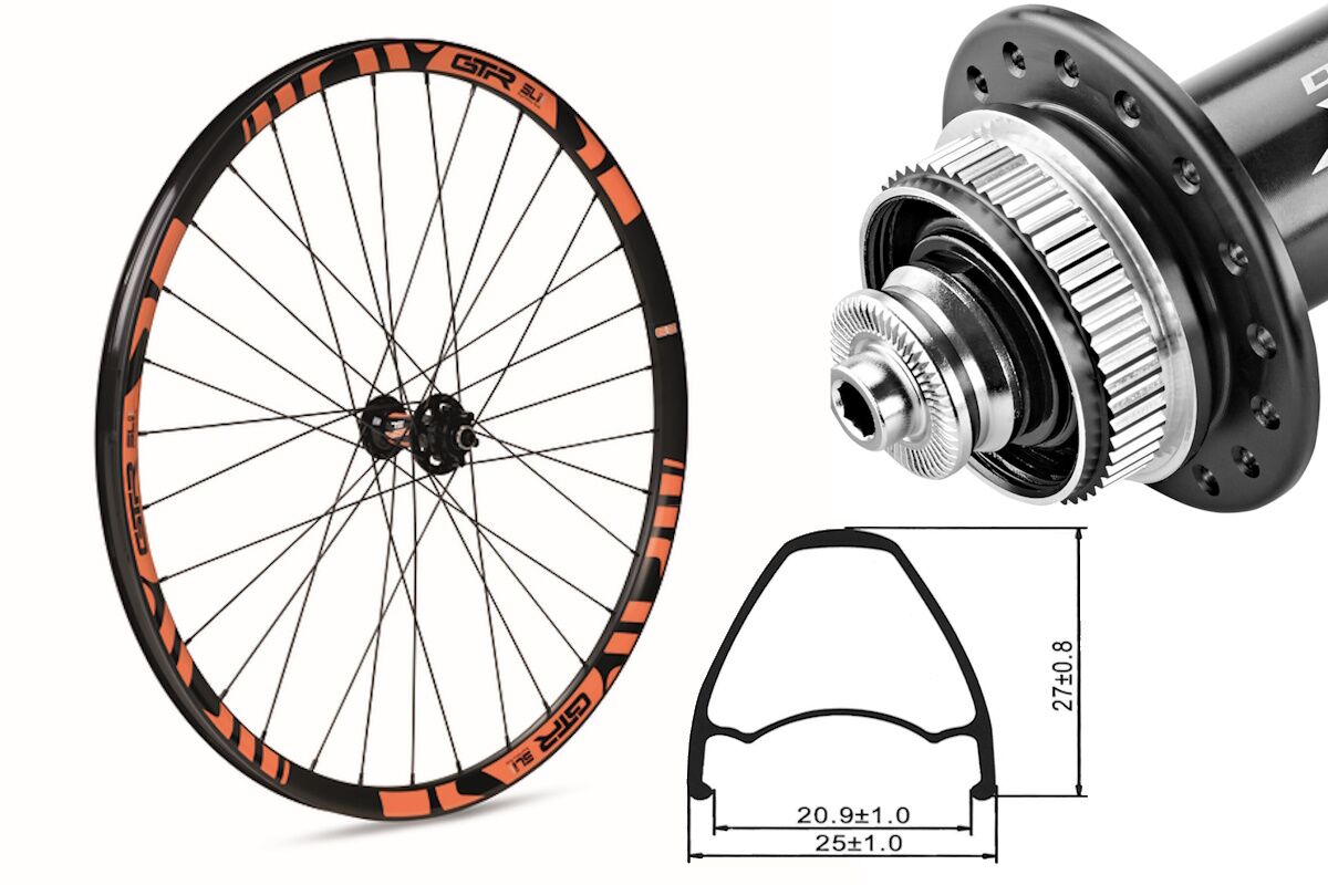 Rueda delantera aluminio MTB GTR SL20 27,5" Naranja Disc Center Lock Boost