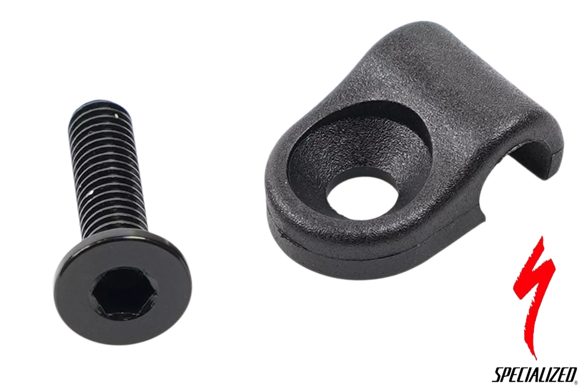 Compra la guía de cable Specialized S146500017 para latiguillo de freno trasero. Compatible con downtube, chainstay o seatstay e incluye tornillo M4 x 0.7P x 16 mm.