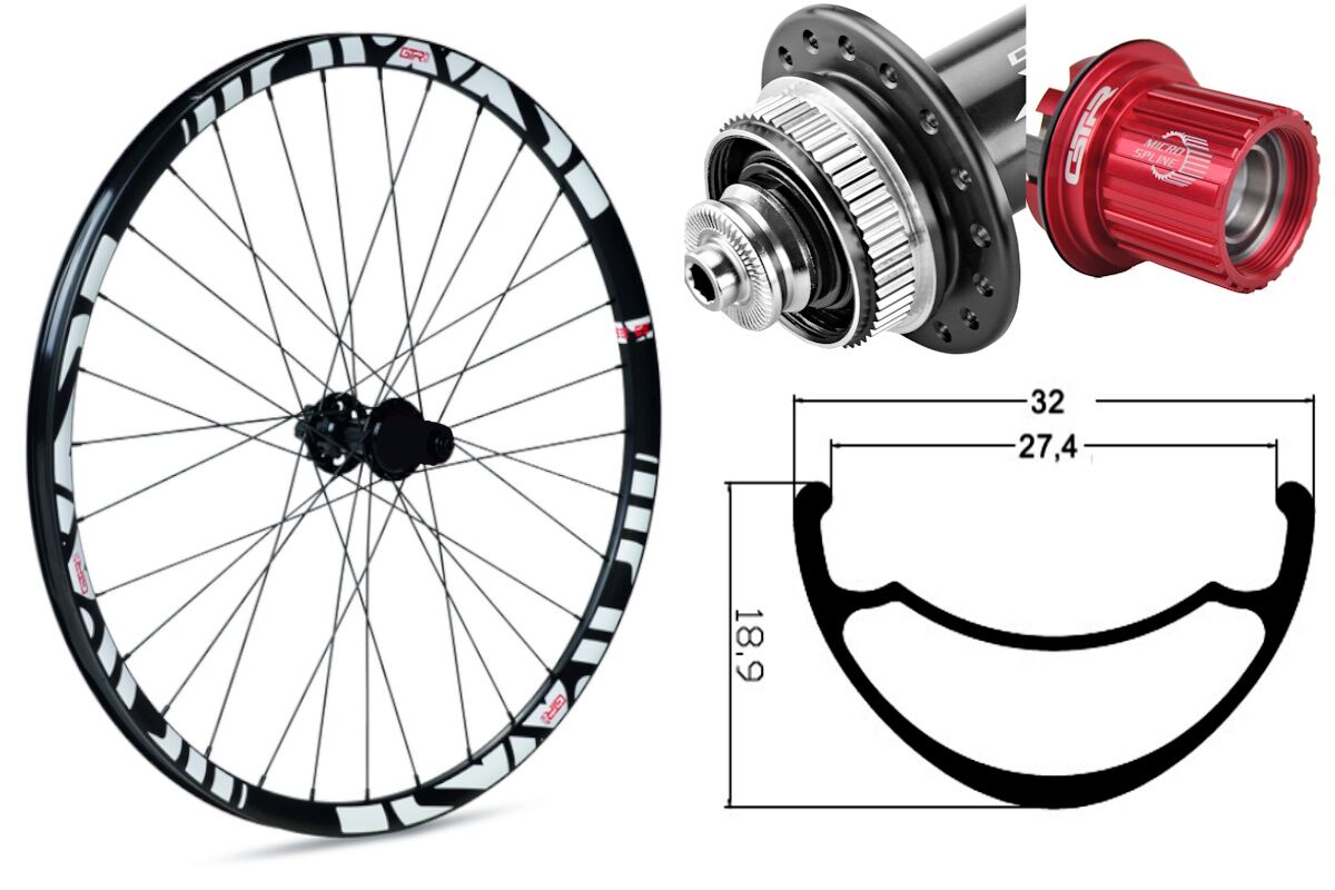 Rueda trasera aluminio MTB GTR SL27 29" Blanco Disc Center Lock Boost Shimano MS