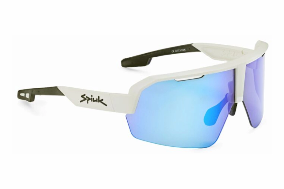 Gafas de ciclismo Spiuk DABBEL blanco espejo azul con doble lente y protección UV400