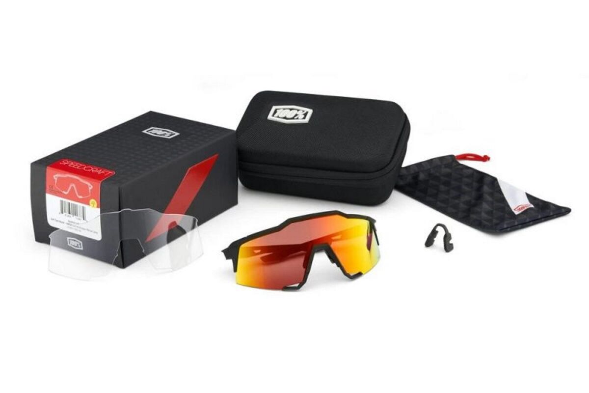 Gafas ciclismo 100% - SPEEDCRAFT® XS - Soft Tact Black - Hiper® Red Multilayer Mirror Lens - Imagen 2
