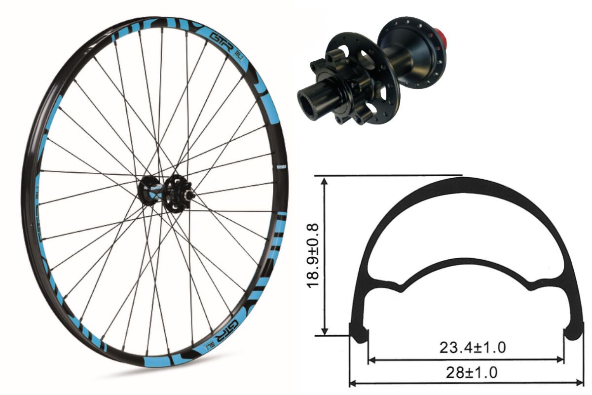 Rueda delantera aluminio MTB GTR SL23 27,5" Azul 6 Tornillos Lock Boost