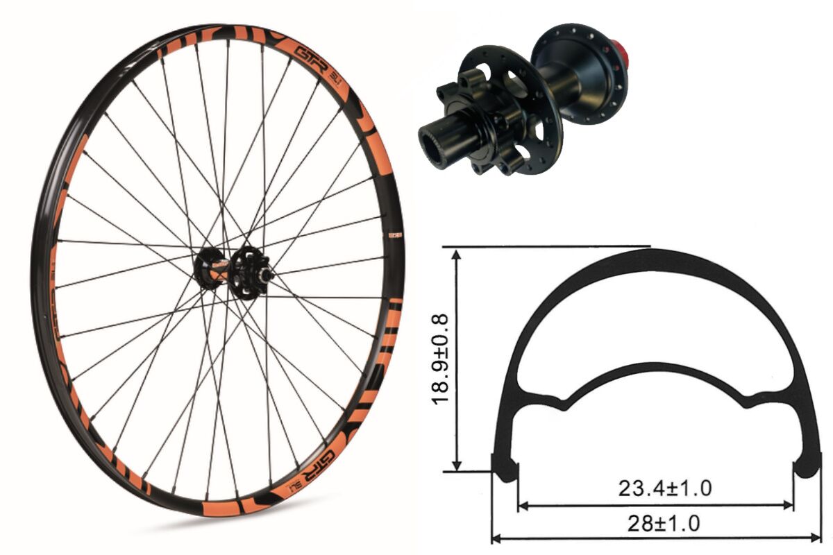 Rueda delantera aluminio MTB GTR SL23 29" Naranja Disc 6 Tornillos Boost