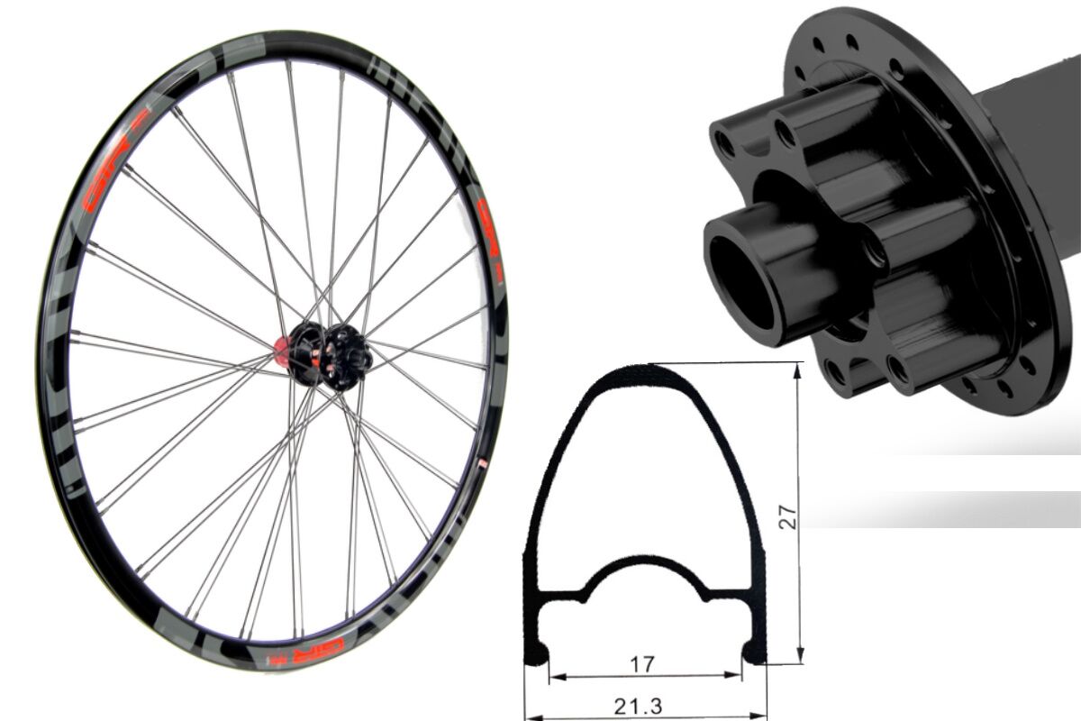 Rueda trasera aluminio carretera GTR RR17 Rojo Disc 6 Tornillos Shimano