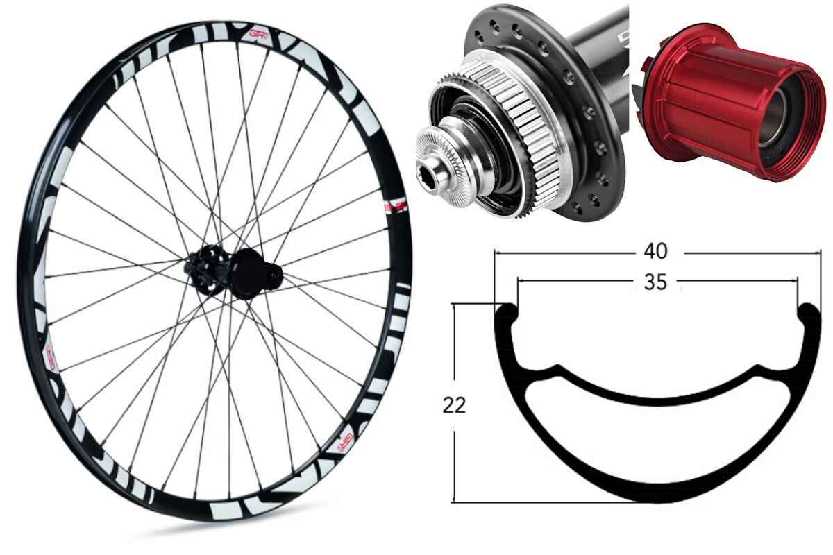 Rueda trasera aluminio E-MTB GTR SL35 27,5" Blanco Disc Center Lock Boost Shimano