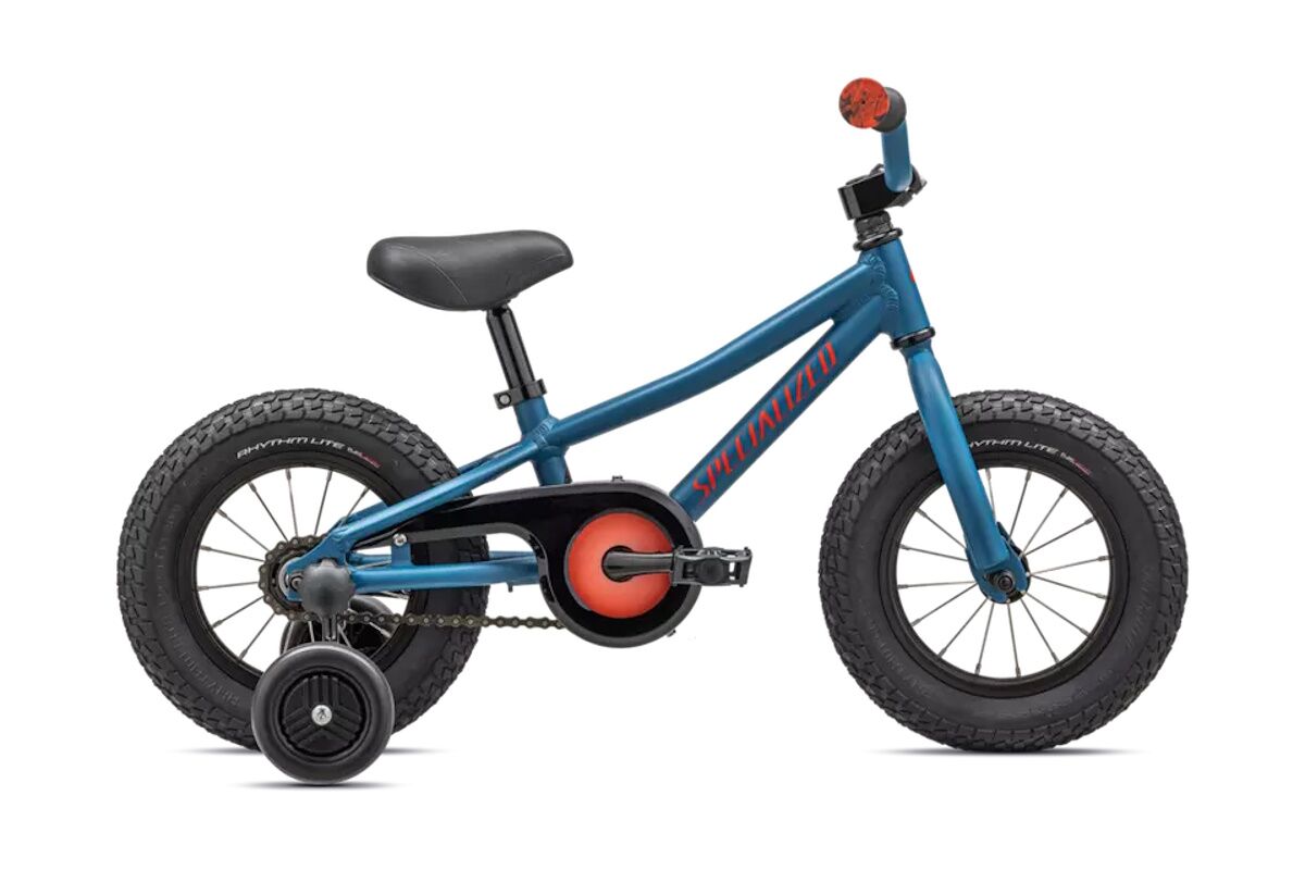 Bicicleta infantil Specialized Riprock Coaster 12, azul, freno de contrapedal, neumáticos anchos y cuadro ligero.