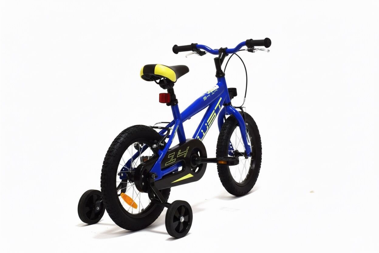 Bici infantil WST 14" Elegance azul eléctrico con estabilizadores y V‑Brake