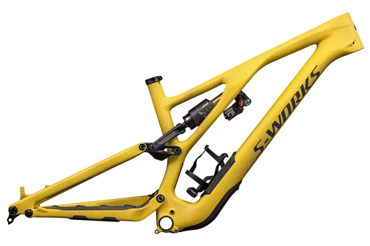 Cuadro Specialized S-Works Stumpjumper EVO 2024, carbono FACT 11m, geometría ajustable, configuración mullet, 150 mm de recorrido, ideal para MTB Trail y Enduro, outlet, alta revalorización en segunda mano.