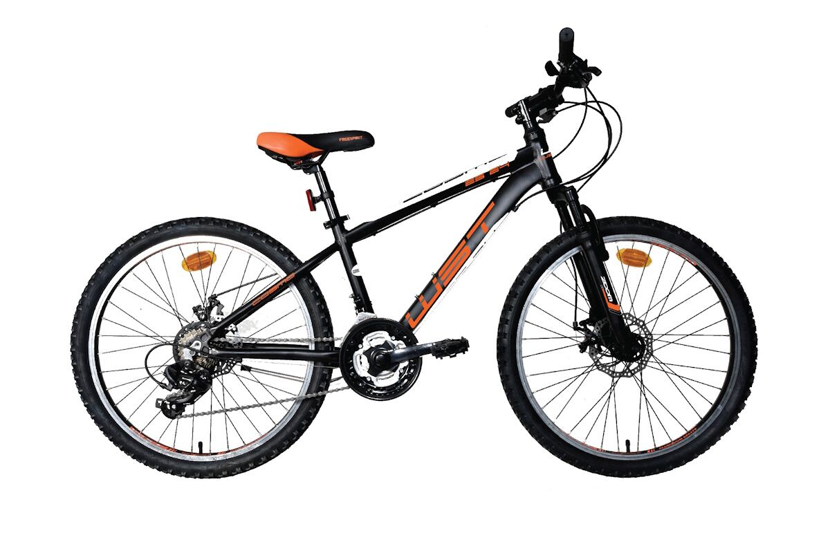 Bicicleta infantil 24 pulgadas WST Cosmo aluminio, 21 velocidades, frenos de disco mecánico, transmisión Shimano Tourney, ruedas de aluminio, horquilla de suspensión, cubiertas Kenda.