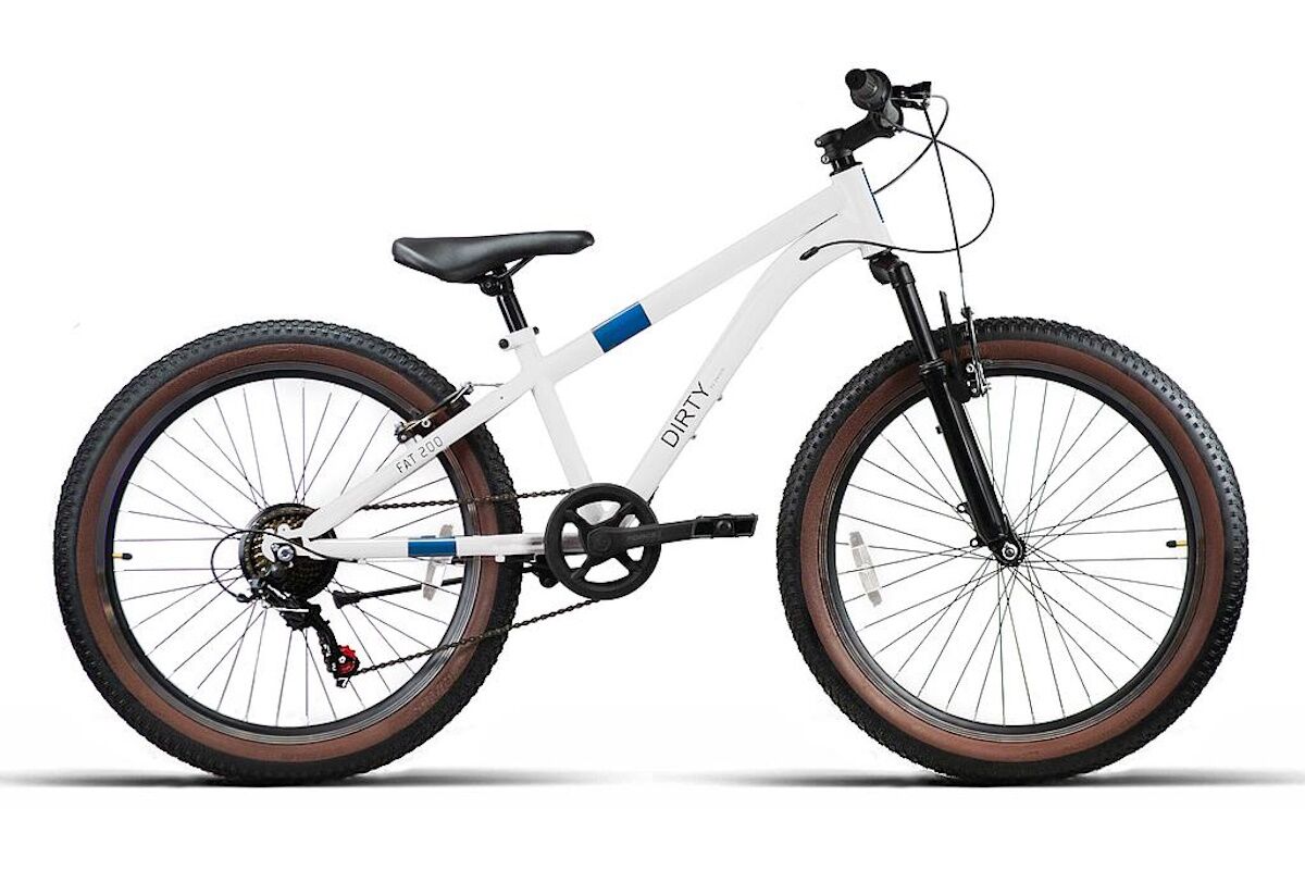 Bicicleta MTB FAT200 24 pulgadas, acero reforzado, suspensión delantera, 1x7 velocidades, neumáticos FAT, color blanco