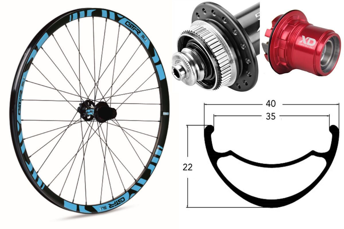 Rueda trasera aluminio MTB GTR SL35 29" Azul Disc Center Lock Boost Sram XD
