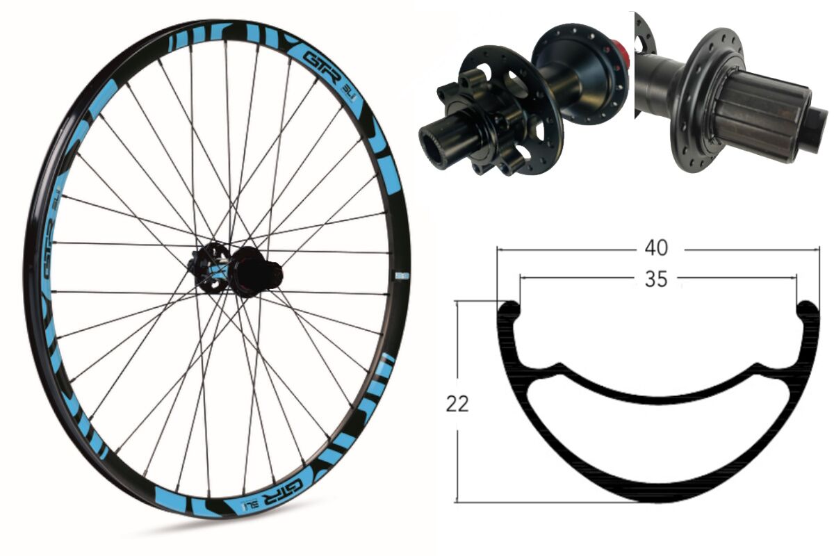 Rueda trasera Reforzada para E-MTB GTR SL35 27,5" Azul Disc 6 Tornillos Boost Shimano
