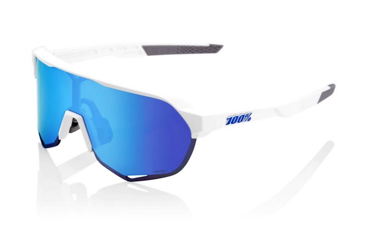 Gafas ciclismo 100% - S2® - Matte White - Hiper Blue Multilayer Mirror Lens