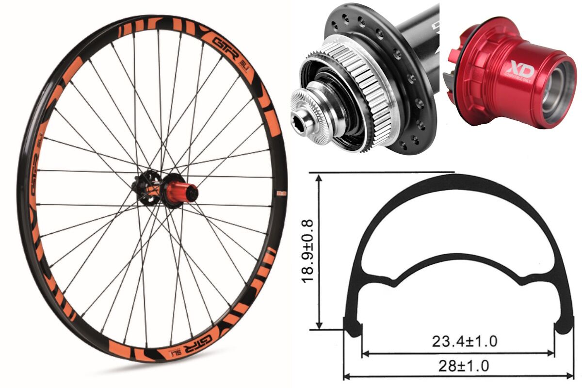 Rueda trasera aluminio MTB GTR SL23 29" Naranja Disc Center Lock Sram XD