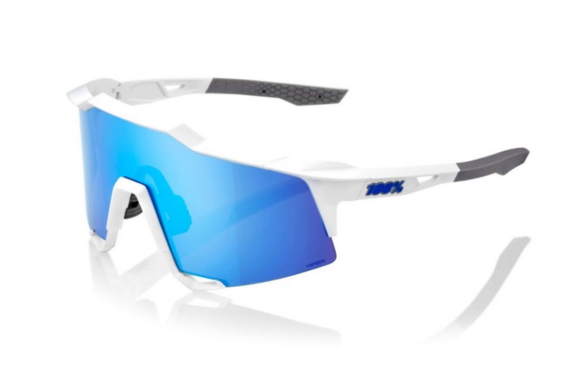 Gafas ciclismo 100% - SPEEDCRAFT® - Matte White - HiPER® Blue Multilayer Mirror Lens