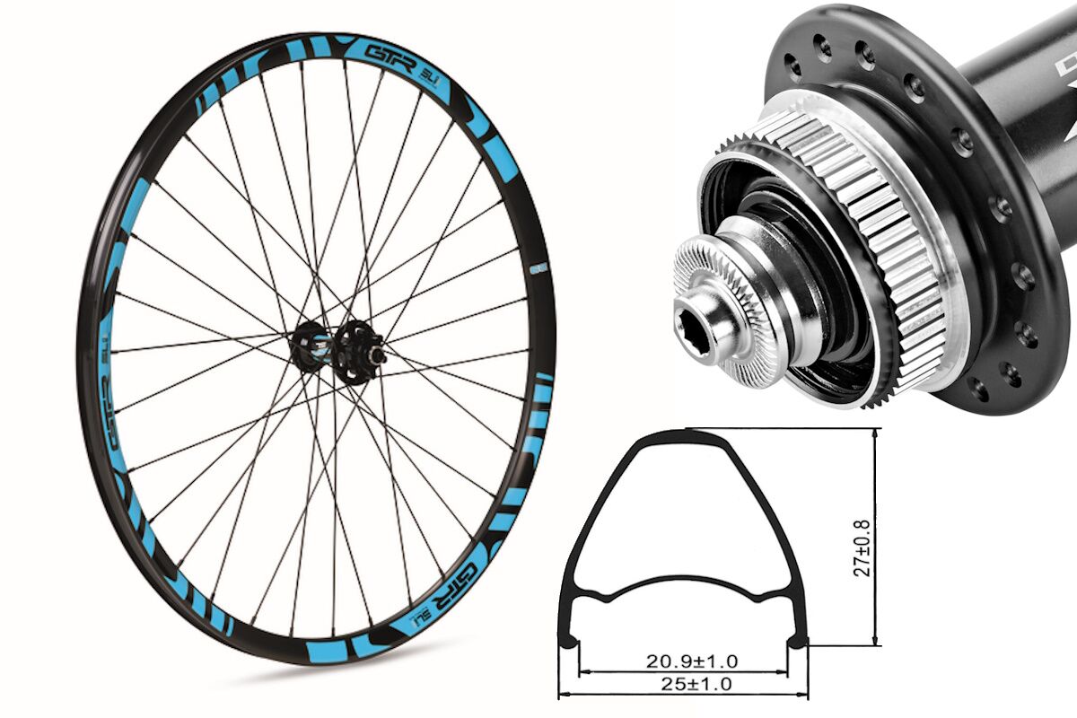 Rueda delantera aluminio  MTB GTR SL20 27,5" Azul Center Lock Lock Boost