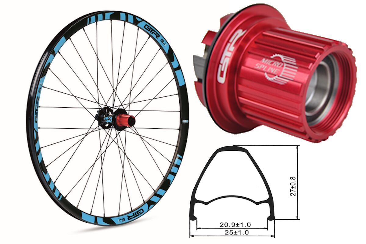 Rueda trasera aluminio MTB GTR SL20 29" Azul Disc Center Lock Boost Shimano MS