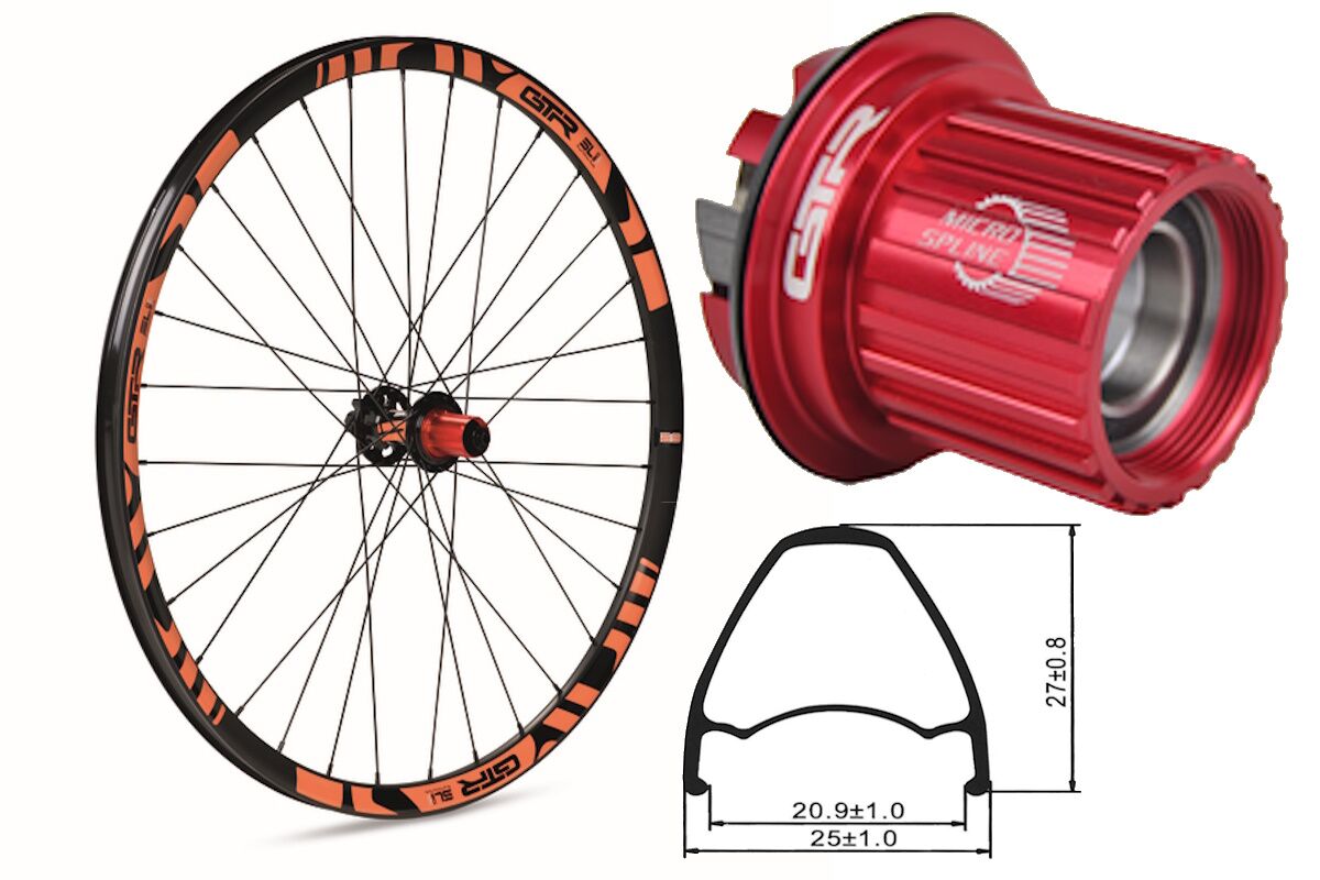 Rueda trasera aluminio MTB GTR SL20 27,5" Naranja Disc 6 Tornillos Boost Shimano MS