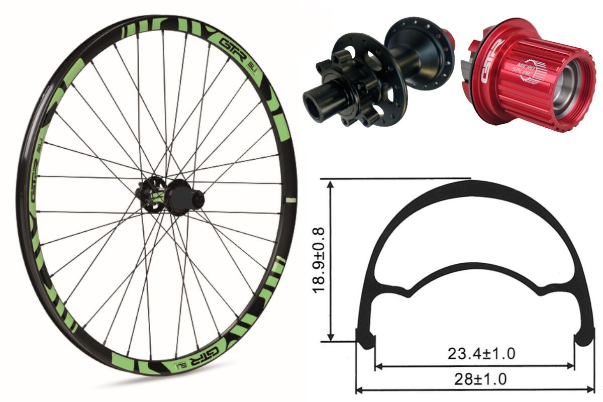 Rueda trasera aluminio MTB GTR SL23 27,5" Verde Disc 6 Tornillos Boost Shimano MS