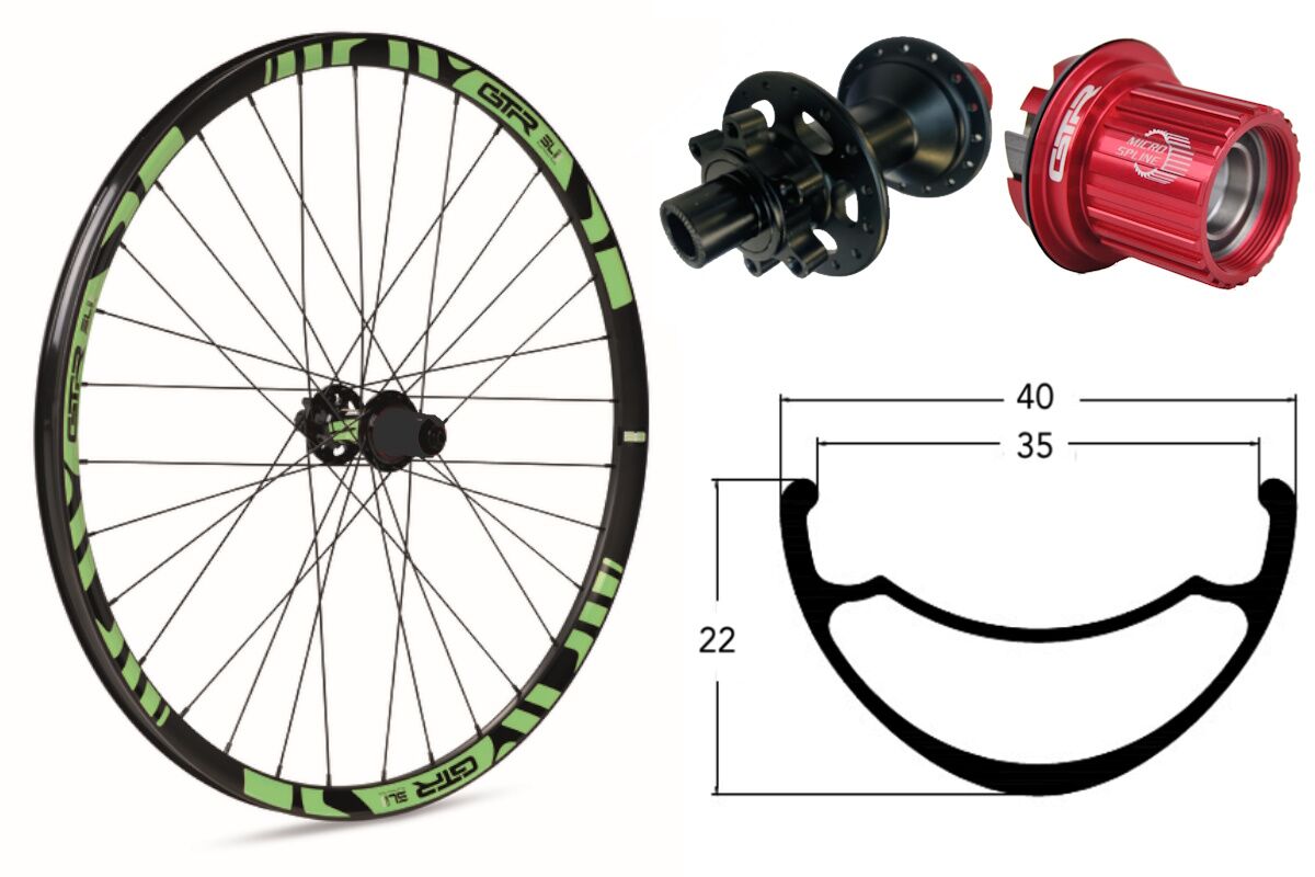 Rueda trasera aluminio E-MTB GTR SL35 27,5" Verde Disc 6 Tornillos Boost Shimano MS