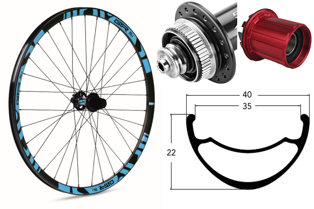 Rueda trasera aluminio MTB GTR SL35 29" Azul Disc Center Lock Boost Shimano