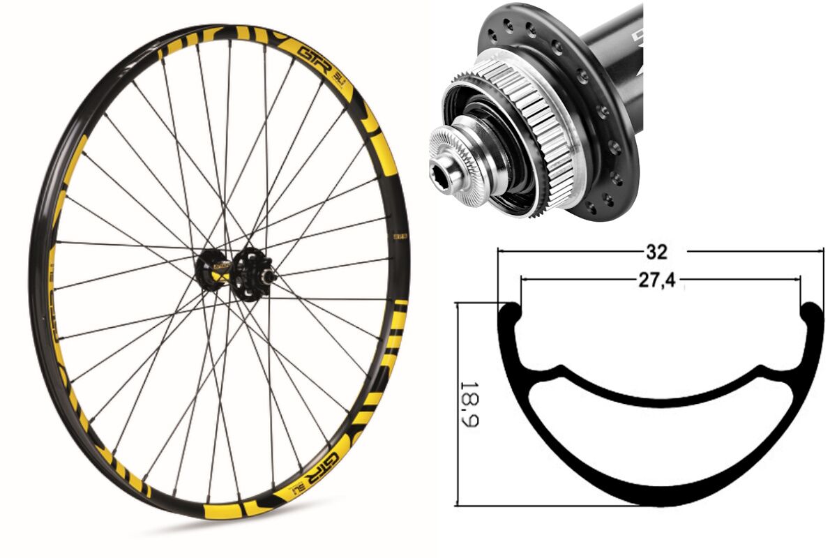 Rueda delantera aluminio  MTB GTR SL27 29" Amarillo Disc Center Lock Boost