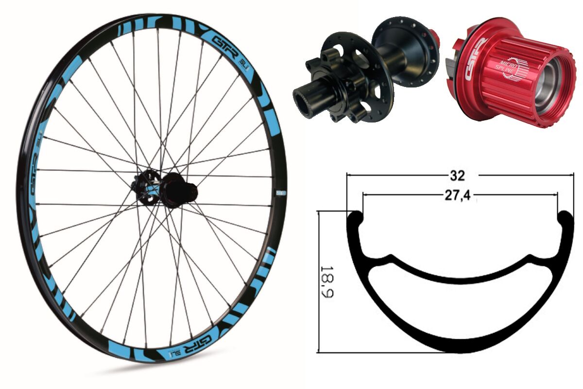 Rueda trasera aluminio MTB GTR SL27 29" Azul Disc 6 Tornillos Shimano MS