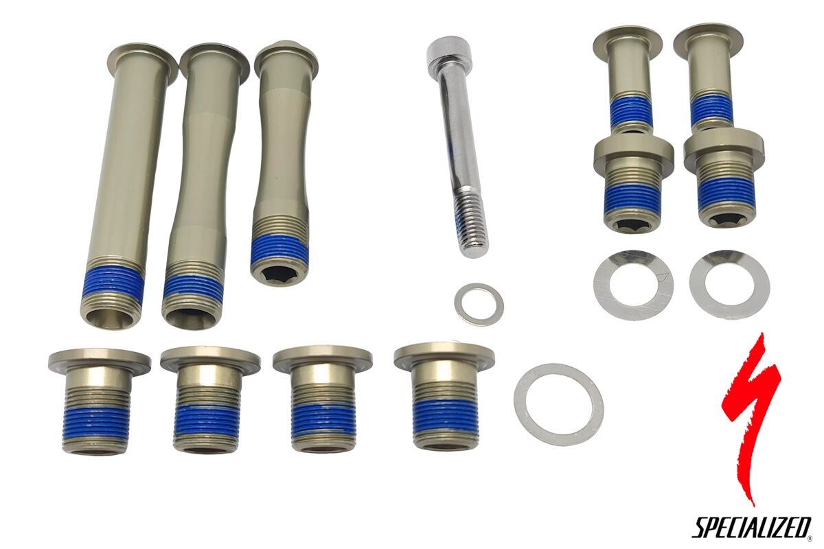 Kit pernos pivote suspensión Specialized Enduro FSR 2013-2016 98914-5001, recambio original con todos los pernos, ejes y arandelas para restaurar la suspensión trasera y mantener la seguridad y rendimiento de la bicicleta.