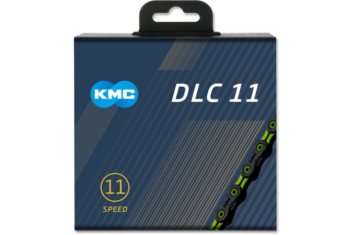 Cadena KMC 11V Super Light DLC NEGRO-VERDE 118P - Imagen 2