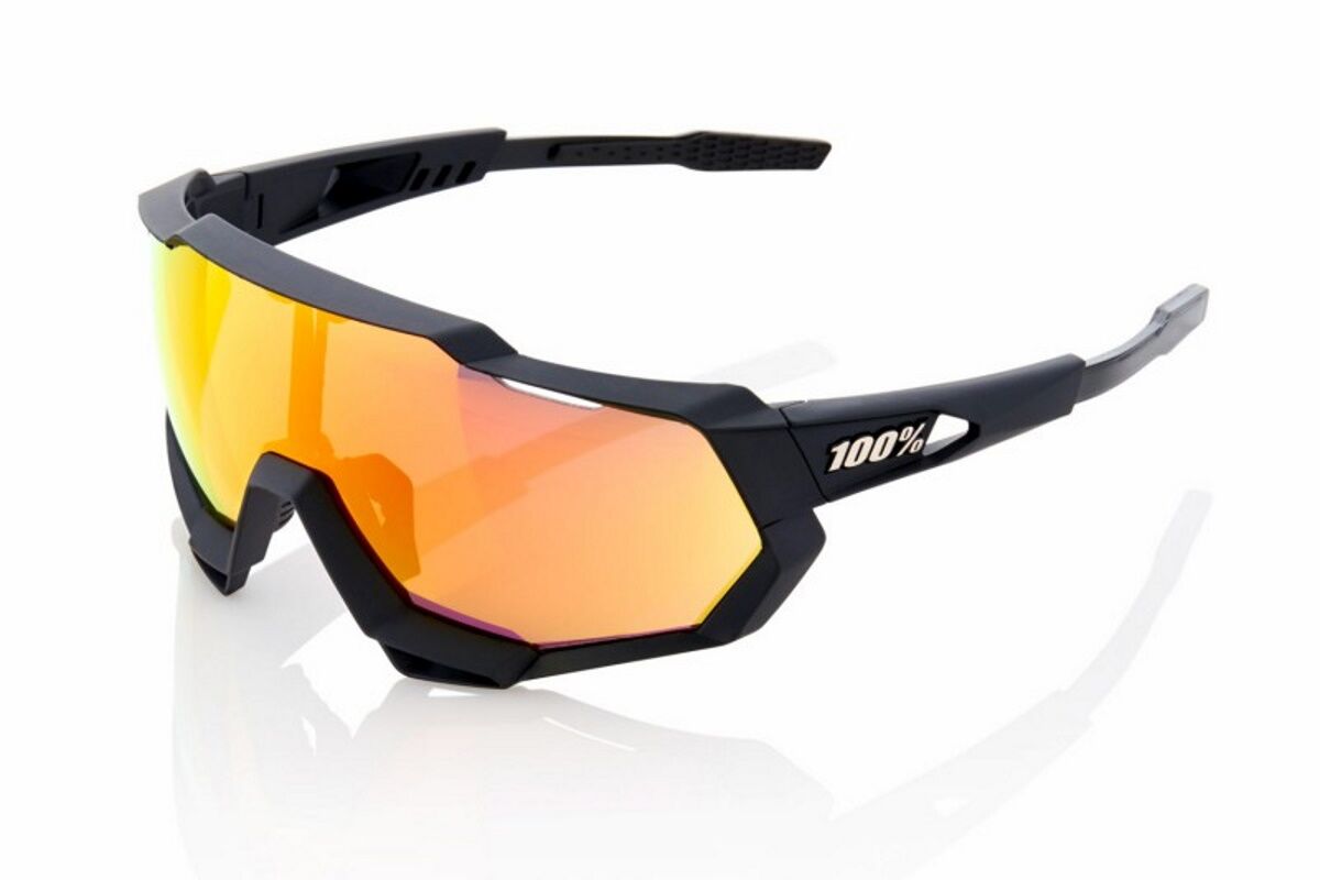 Gafas ciclismo 100% - SPEEDTRAP® - Soft Tact Black - Hiper® Red Multilayer Mirror Lens