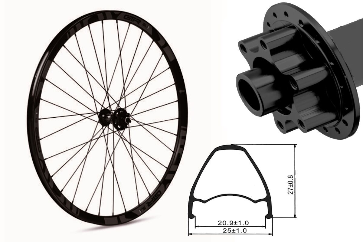 Rueda delantera aluminio MTB GTR SL20 27,5" Gris Disc 6 Tornillos