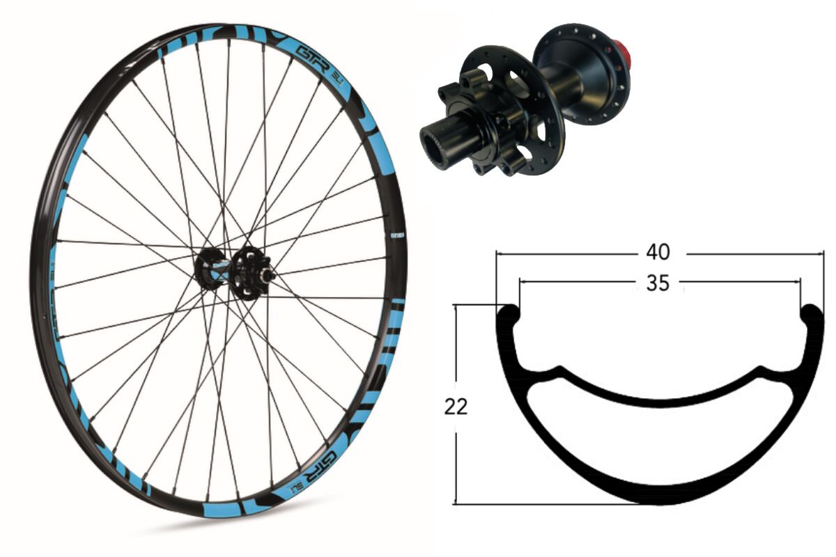 Rueda delantera aluminio E-MTB GTR SL35 27,5" Azul Disc 6 Tornillos Boost