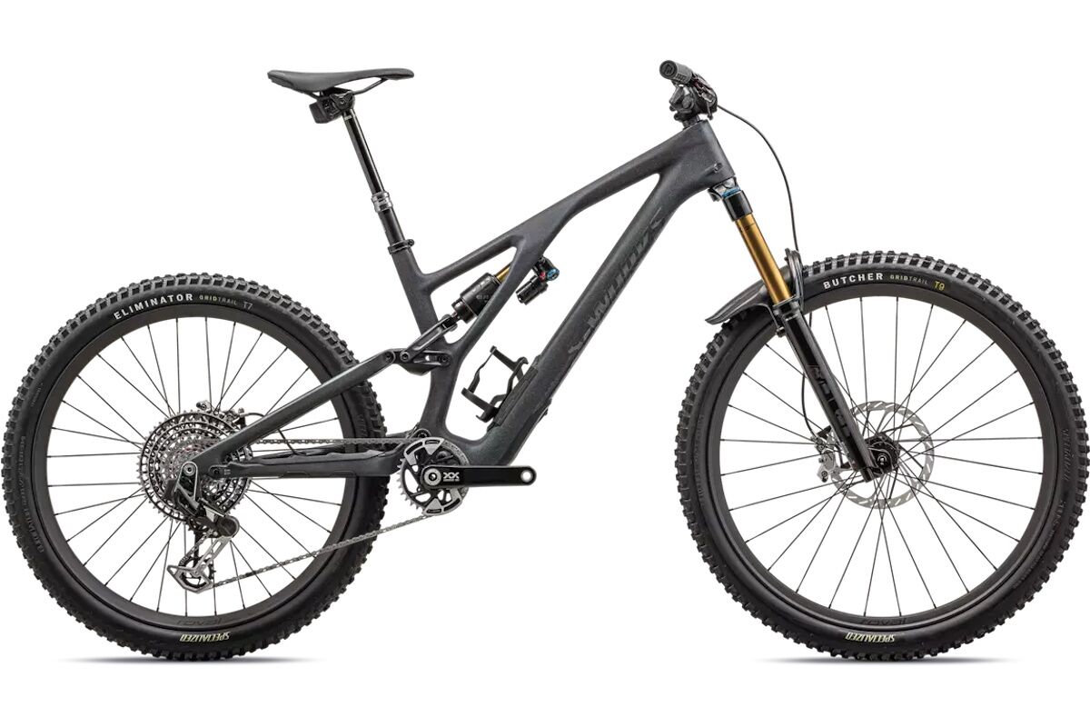 Specialized S-Works Stumpjumper EVO T-Type 2024 - Satin Smoke/ Cool Grey / Electric Green / Gloss Smoke Liquid Metal