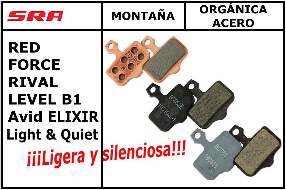 Pastillas de freno Sram Level B1/Elixir Rod Red/Force/Rival Orgánica Acero