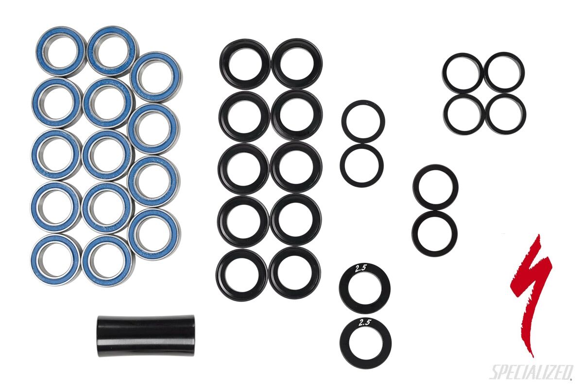 Kit de cojinetes de pivote de suspensión Specialized S170600001 para Enduro 2017-2019 y Status 140/160 2021-2022, incluye espaciadores y protección contra polvo, repuesto original.