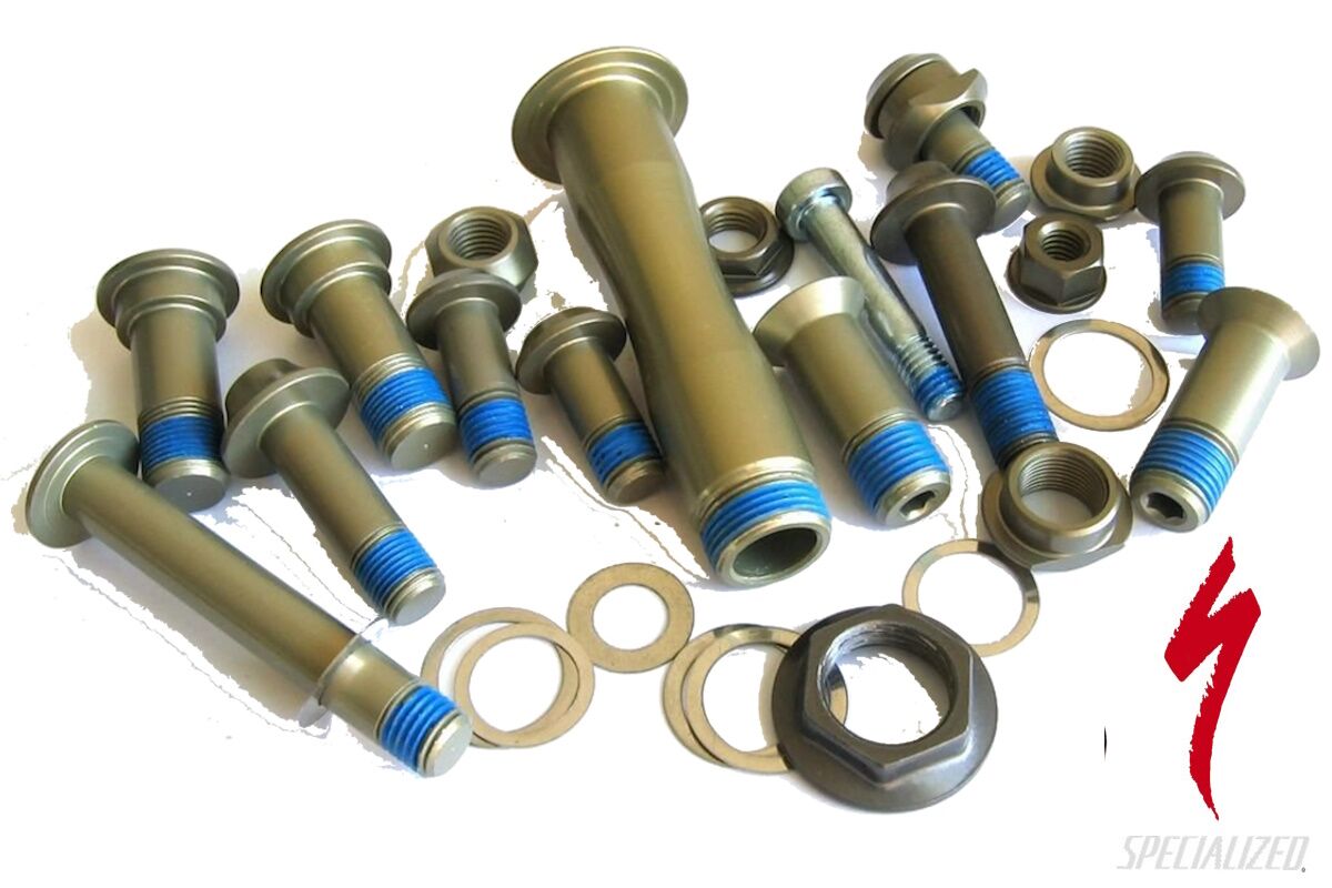 Kit de pernos de pivote de suspensión original Specialized 9899-5180 para Epic 2009-2011, incluye todos los pernos y arandelas necesarios para el sistema de suspensión.