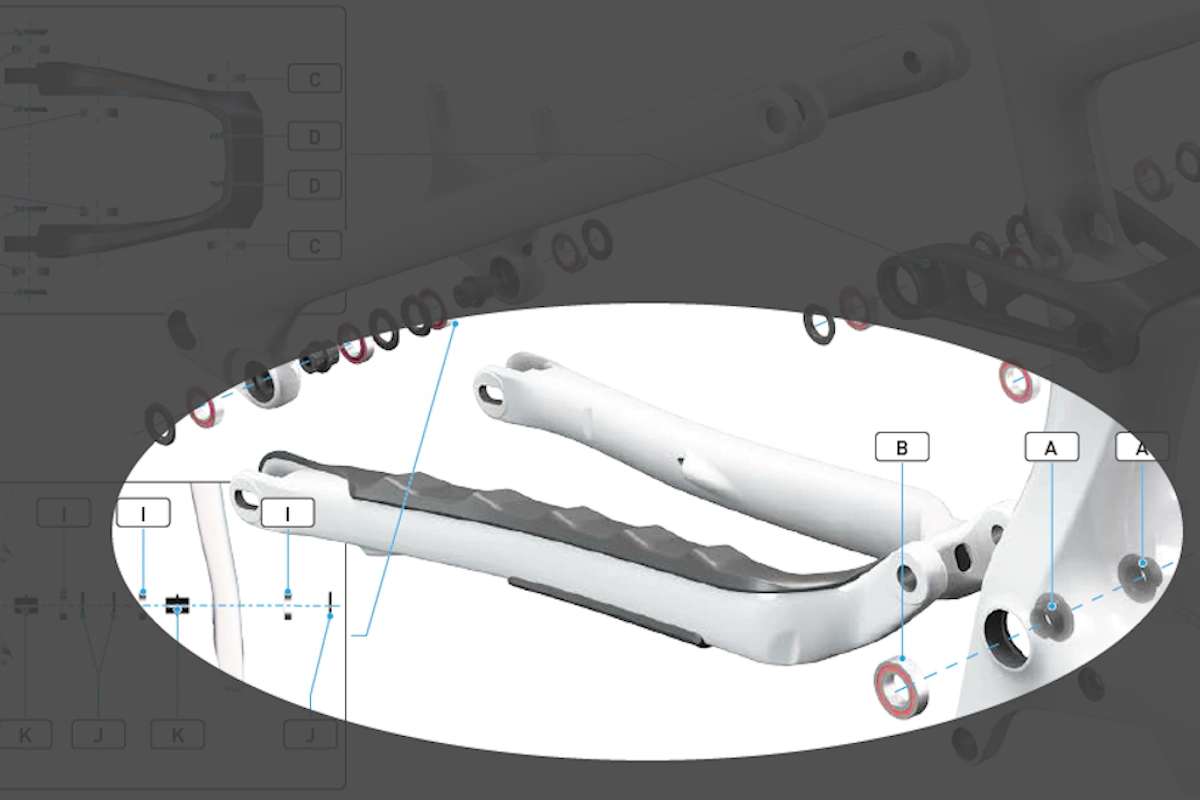 Esquema del basculante trasero de una Specialized Turbo Levo