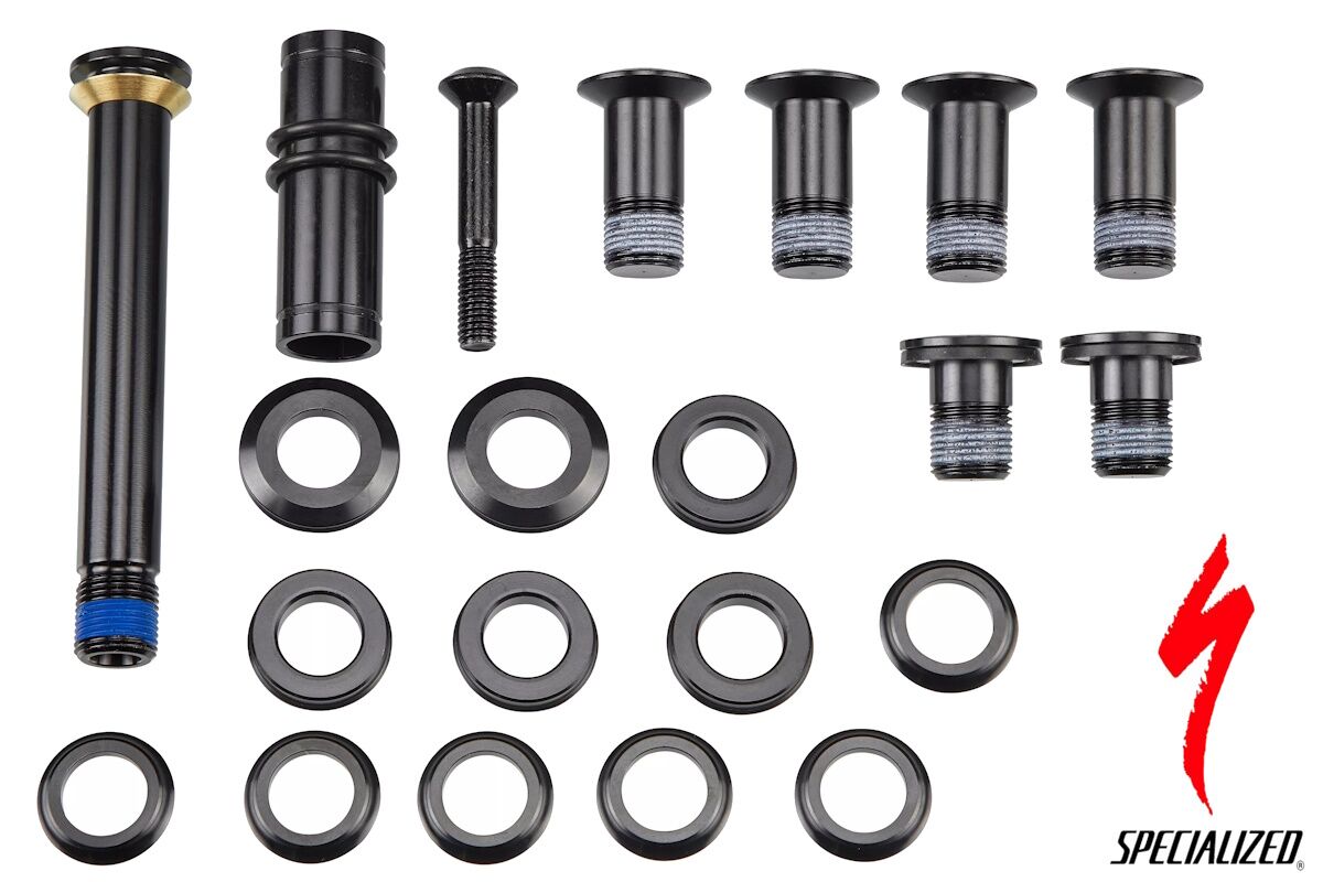 Kit de pernos de pivote de suspensión Specialized S200500006 para Stumpjumper carbono 2021-2024, incluye espaciadores y todos los pernos originales.