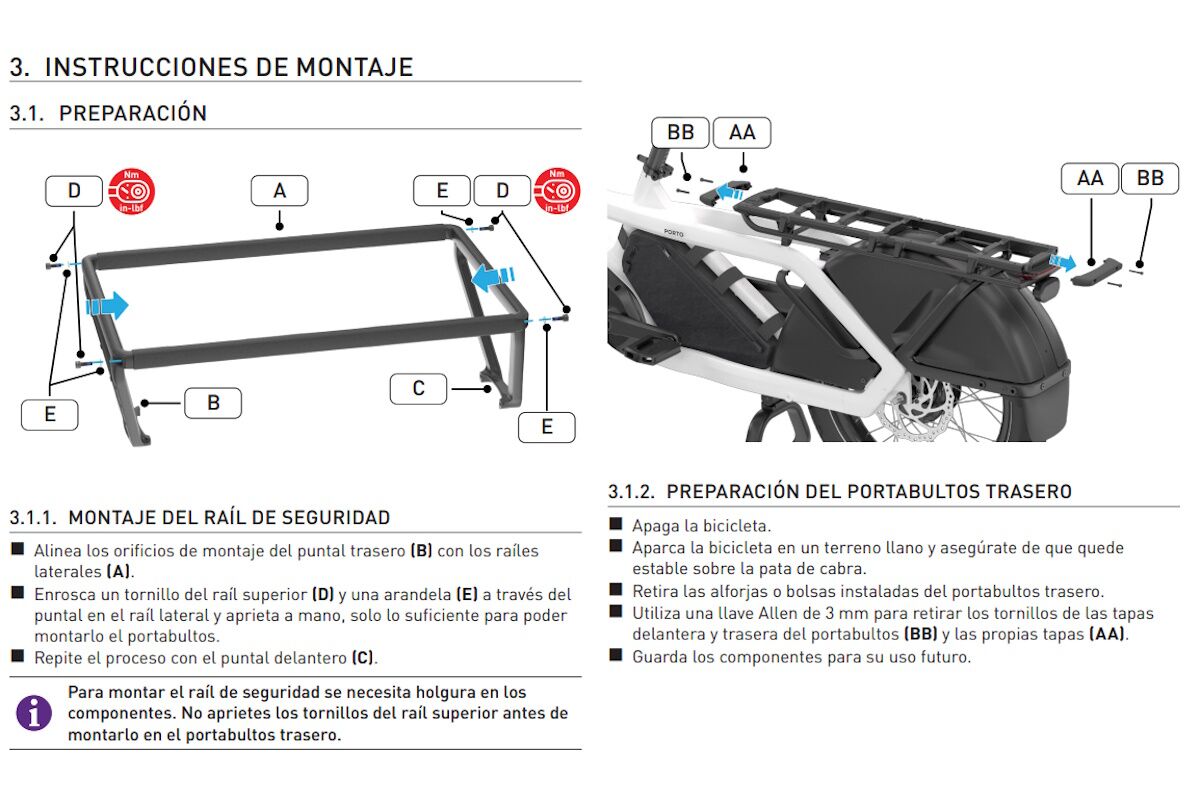 Raíles de Seguridad Porto | Specialized | Compatibles con Portabultos MIK, Transporte de Pasajeros y Eurocrate - Imagen 3