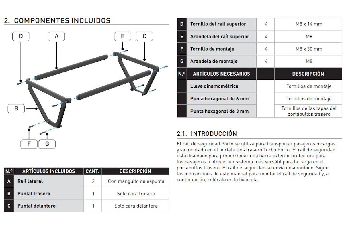 Raíles de Seguridad Porto | Specialized | Compatibles con Portabultos MIK, Transporte de Pasajeros y Eurocrate - Imagen 2