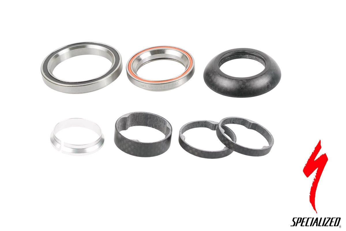 Juego de dirección integrado completo Specialized S122500005 original 2024, rodamientos de precisión, carbono, compatible Crux, Tarmac, Roubaix, Amira, Venge, distribuidor oficial.