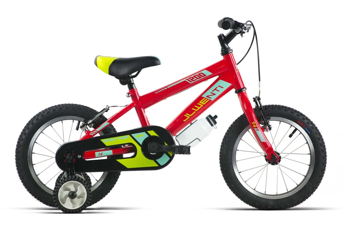 Bicicleta infantil JL Wenti 12 pulgadas, acero ultraligero, barra alta o baja, frenos V-brake, color rojo.