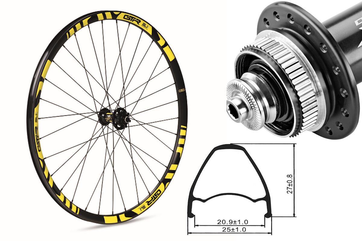 Rueda delantera aluminio MTB GTR SL20 29" Amarillo Disc Center Lock
