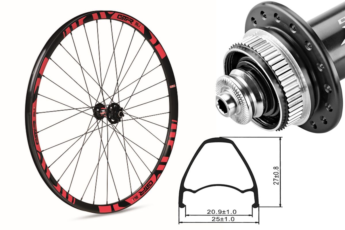 Rueda delantera aluminio MTB GTR SL20 27,5" Rojo Disc Center Lock Boost