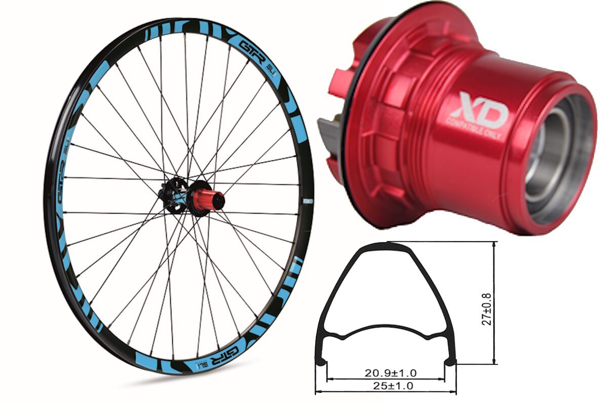 Rueda trasera aluminio MTB GTR SL20 27,5" Azul Disc 6 Tornillos Sram XDR
