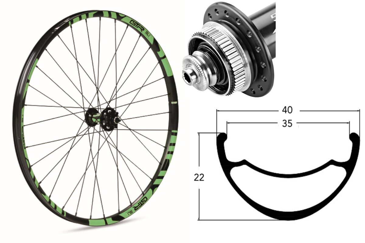 Rueda delantera aluminio MTB GTR SL35 29" Verde Disc Center Lock Boost