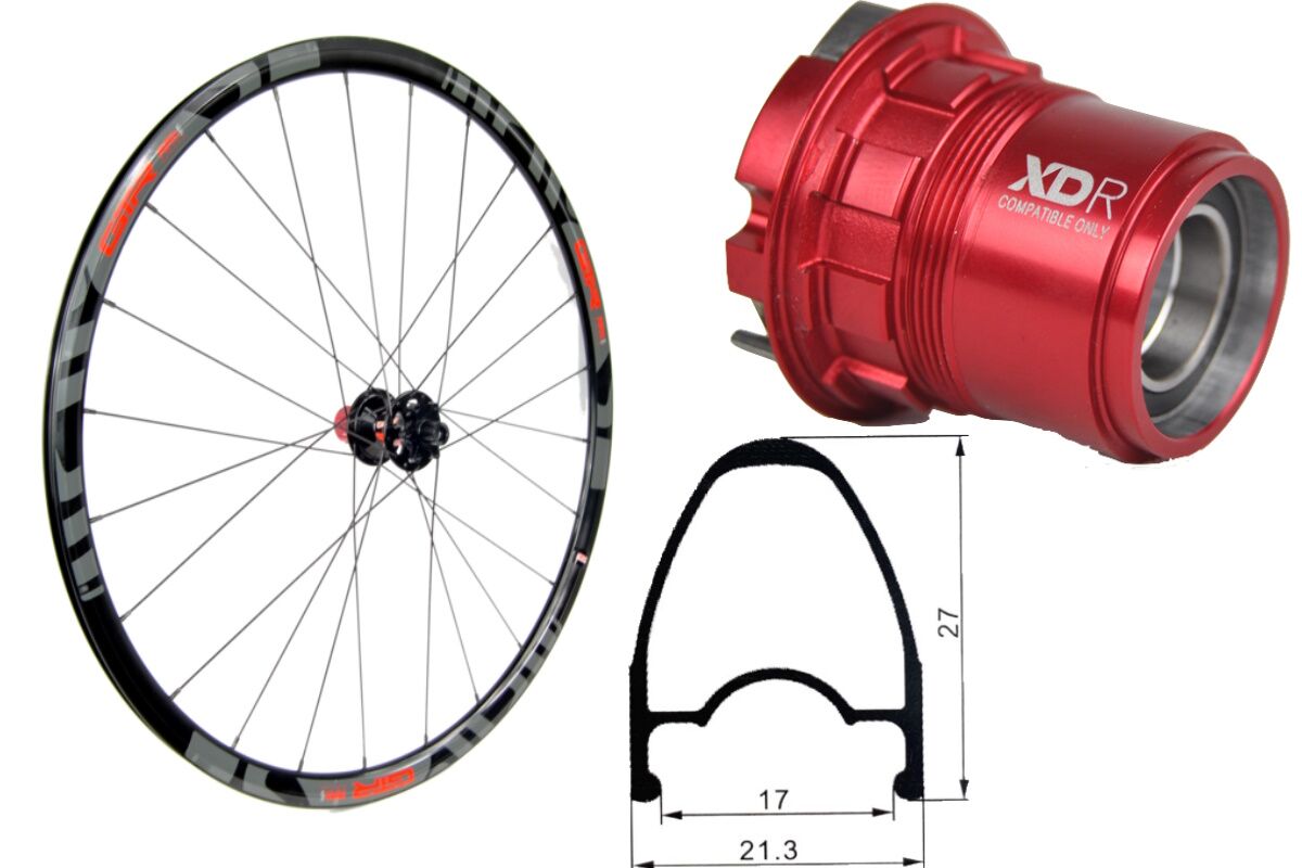 Rueda trasera aluminio carretera GTR RR17 Rojo Disc Center Lock SRAM