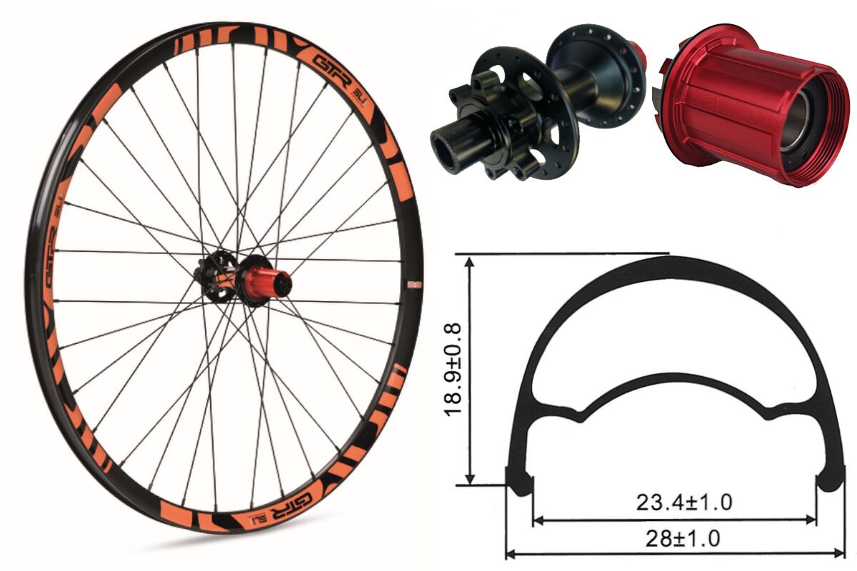 Rueda trasera aluminio MTB GTR SL23 27,5" Naranja Disc 6 Tornillos Boost Shimano