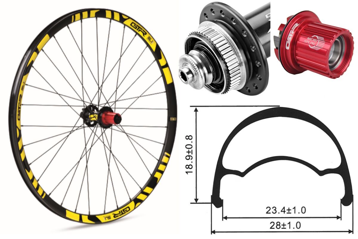 Rueda trasera aluminio MTB GTR SL23 29" Amarillo Disc Center Lock Boost Shimano MS